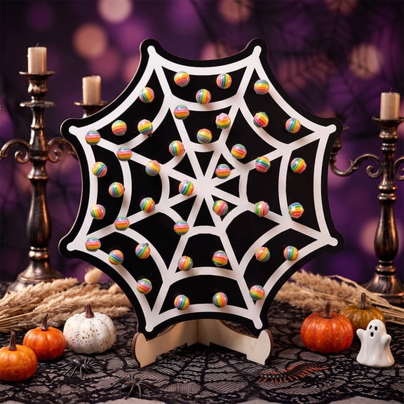 Halloween Decor Wooden Spider Web Candy Holder Display Stand with Base for Party Tabletop Home Decor