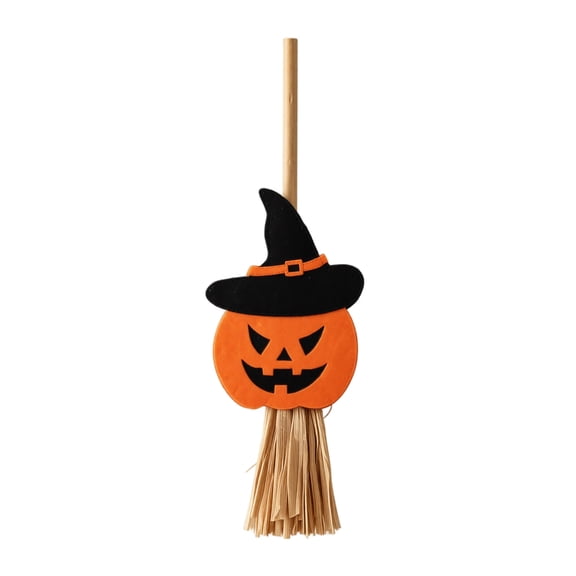 Halloween Decor Wooden Witch Broom 8 X 2 X 2 in for Indoor Outdoor Home Party Display