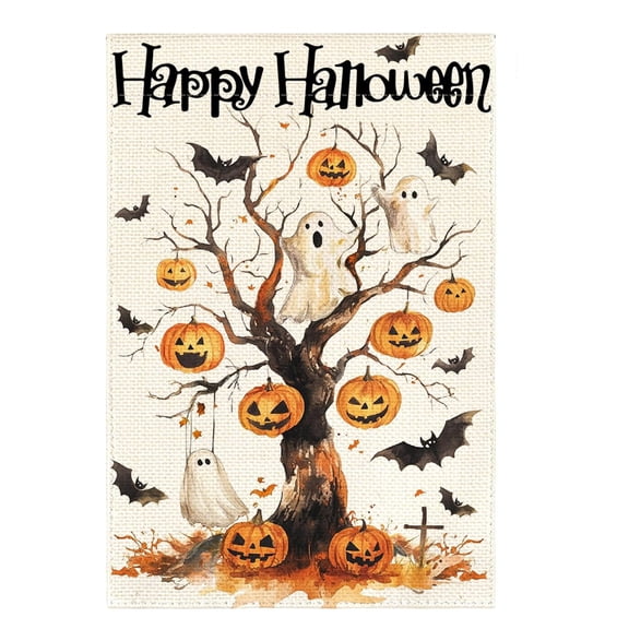 Halloween Decor Yard Flag Double Sided Burlap Spooky Outdoor Yard Decor Fall Seasonal Decor Pumpkin Decor for Outdoor Use Halloween Gift