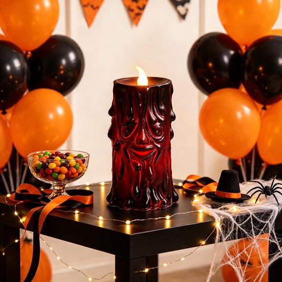 Halloween Decoration Under $15.00! Halloween Themed Tree Demon Ornament Candle Lamp Creating Weird Vibes During Halloween Season With Its Eerie Devise Ideal Decor For Halloween Party Or Home