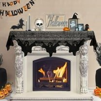 Halloween Decoration Black Lace Spiderweb Fireplace Mantle Scarf Cover Festive Party Supplies 45 X 243cm 18 x 96 inch