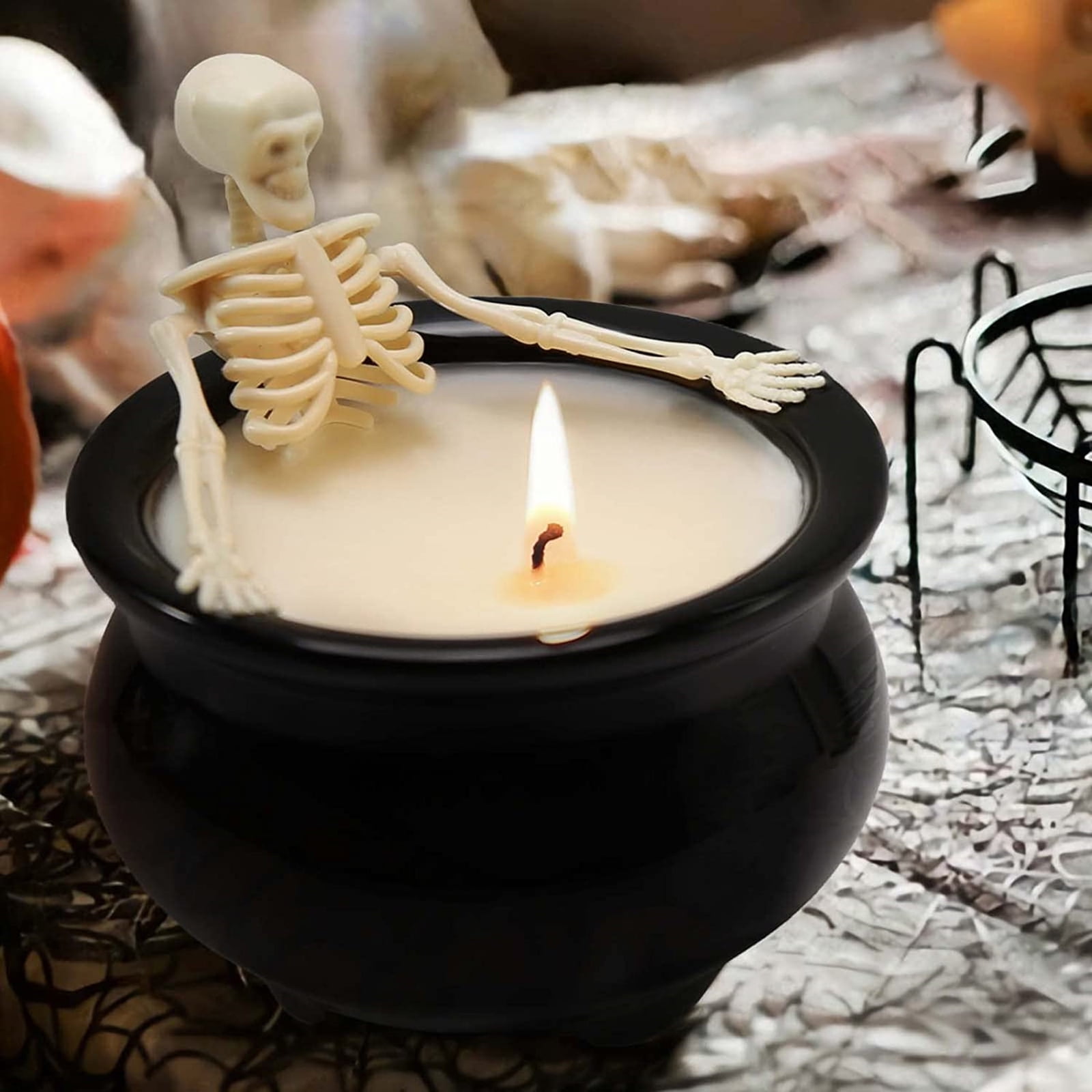 Halloween Decoration Candle Fluorescent Bathing Skeleton Candlestick