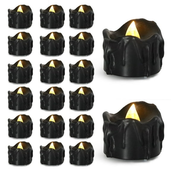 Halloween Decoration Black Candles Light 12-Pack ,Black Tears LED Candle Tea Light