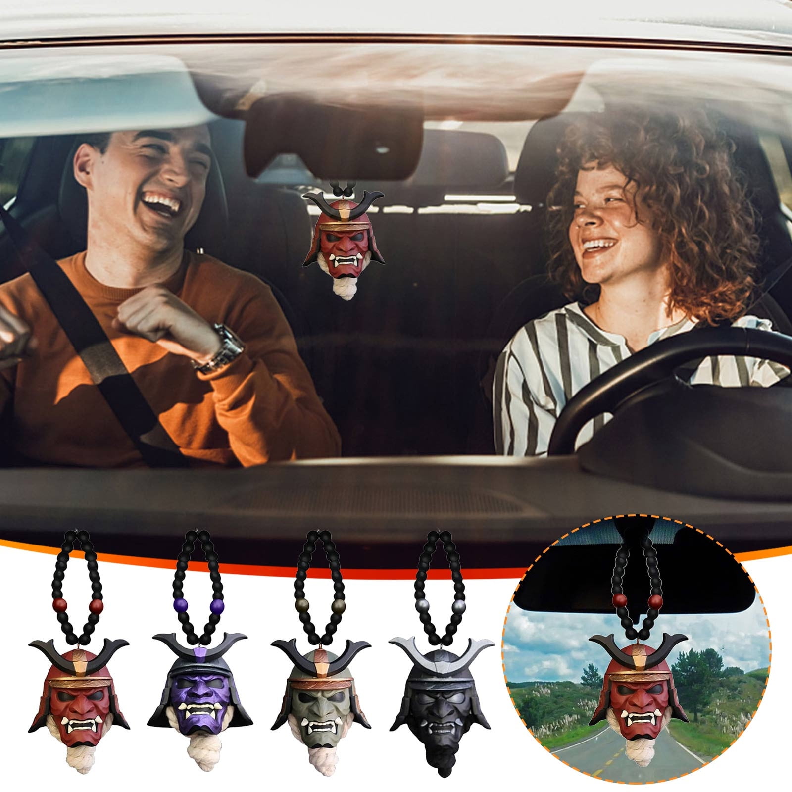 Halloween Decoration Car Hanging Pendant SamuraiKabuto Helmet/Hannya