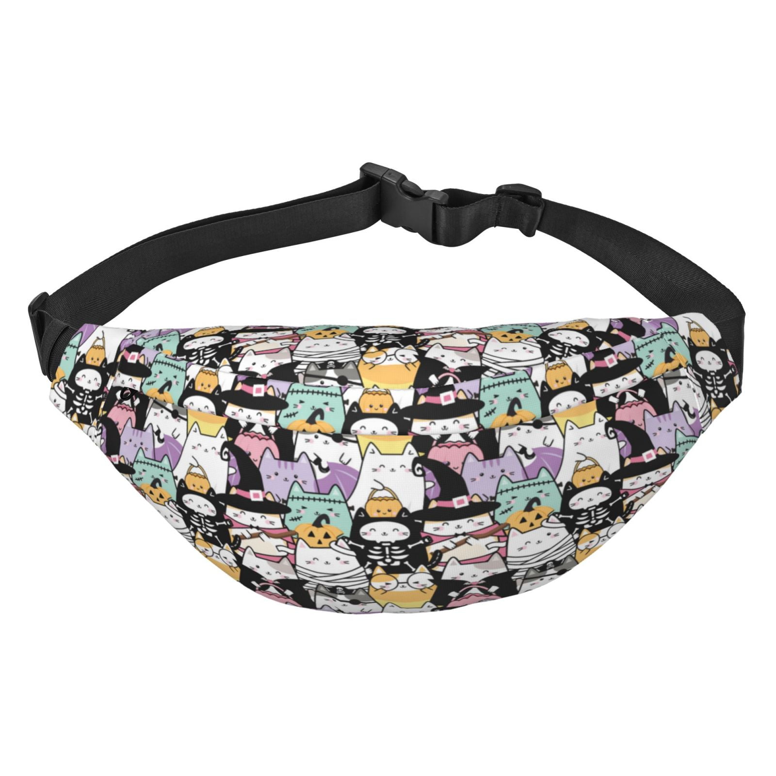 Halloween Decoration Cartoon Cat Crossbody Bags for Women Men, Large