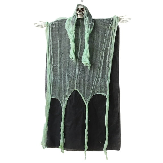 Halloween Decoration Clearance! Halloween Skeleton Decoration Props Glowing Horror Haunted Skull House Bar Decoration Pendant Door curtain Green