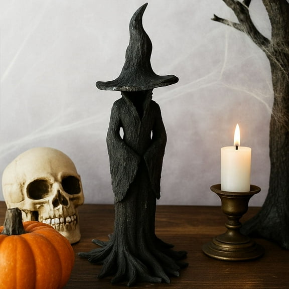 Halloween Decoration Cracker Barrel Witch Statue Halloween Witch Figurine Desktop Ornament for Table