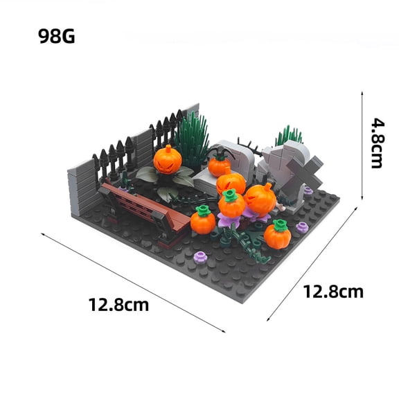 Halloween Decoration Death Ghost Cemetery Haunted House Building Blocks Set Pumpkin Reaper Terror DIY Toys For Children Gift