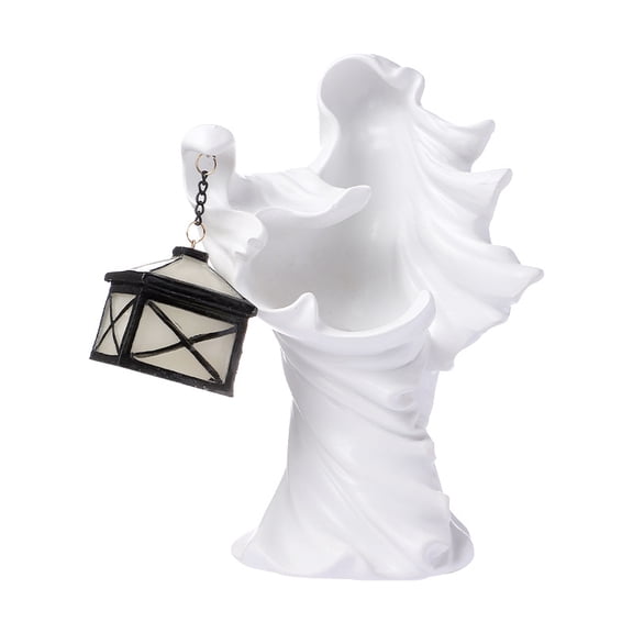 Halloween Decoration Faceless Ghost Figurine Statue, Hell Messenger Sculpture with Lantern, Statue Halloween Decor Ghost Collectible-Figurine for Home Garden Party Porches Yard Lawn(White)