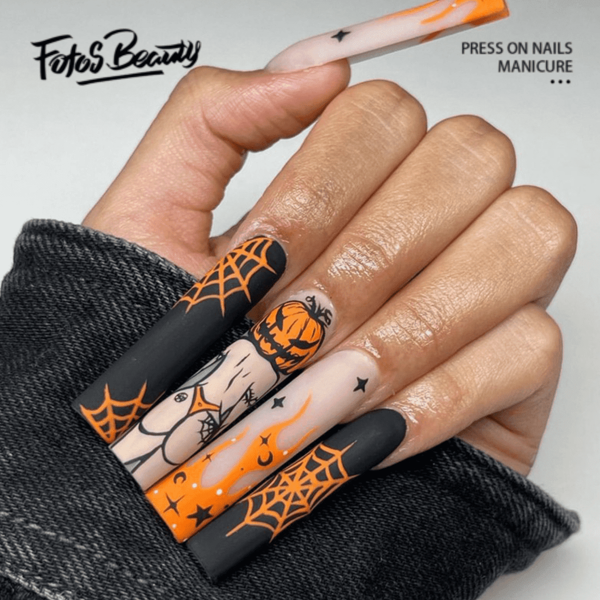 Halloween Decoration Fofosbeauty 24 pcs Long False Nails, Press-on Nails  Designs 2022, Coffin Mint Matte Spider 