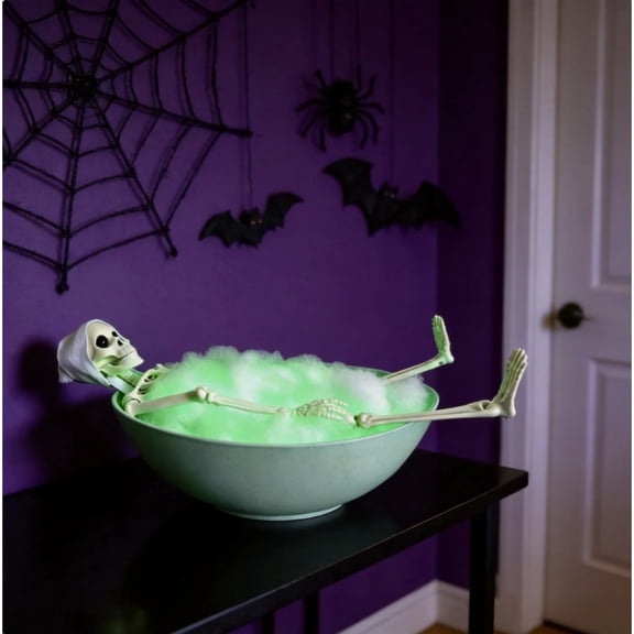 Halloween Decoration, Halloween Skeleton in Bathtub Figurine, 12.6 Inch Gothic Bath Decoration for Outdoor Yard Lawn Porch, Funny Bubble Bath Skeleton Server for Party Day of Dead Gift
