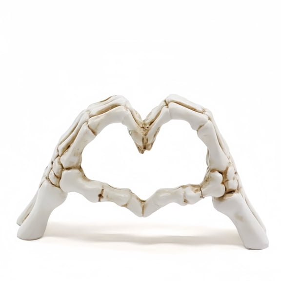 Halloween Decoration Heart Hands Sculpture Halloween Home Decor, Gothic Wedding Gift, Shelf Desktop Ornament (White 6.13.541.57inch)