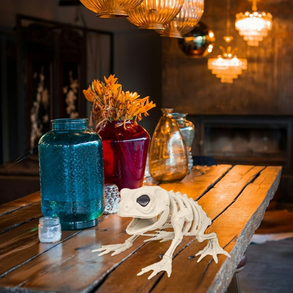 Halloween Decoration Indoor Outdoor Skeleton Animal,Halloween Cow/Dog/Frog/Bird Skeleton Decorations,Mini Animal Skeleton Decor Full Body Posable Joints Statue Decorative Prop for Home Party Decor