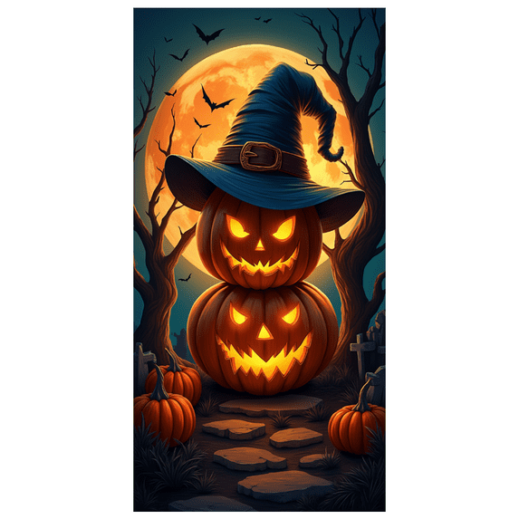 Halloween Decoration Jack O Lantern Banner Spooky Theme Pumpkin Display for Holiday Celebration Outdoor Indoor Decoration Party Setup