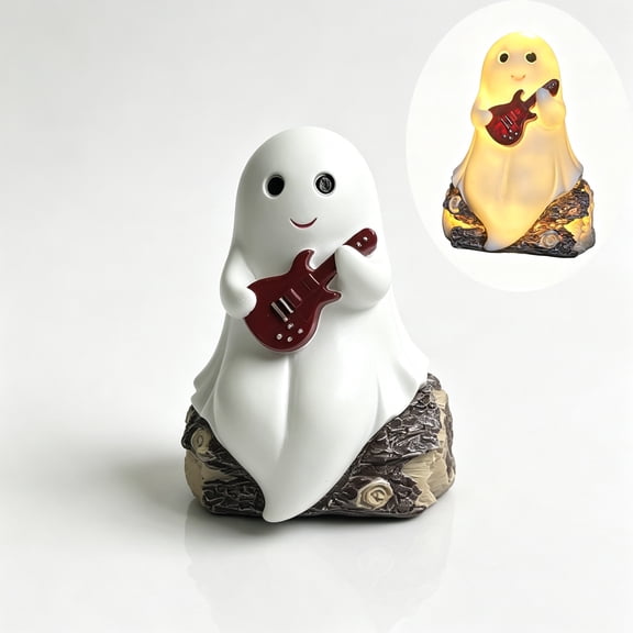 Halloween Decoration Lamp Ghost Reading LED Night Light Resin Figurine Statue Tabletop Bookshelf Home Decor Gift For Kid
