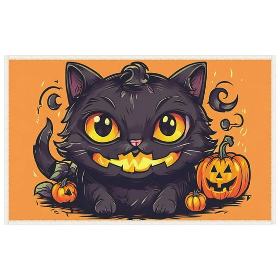 Halloween Decoration Practical Door Mats Indoor for Entryway Garden Deco, Multifunctional Halloween Night Halloween Decor, 19.7" X 31.5", Wear-Resistant Black Cat Pumpkin Front Door Mats