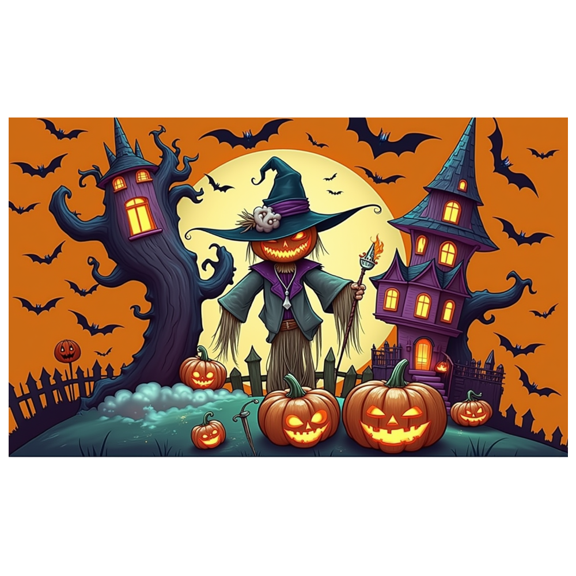 Halloween Decoration Pumpkin Banner Spooky Design Scarecrow Illustration Autumn Theme for Halloween Party Event Outdoor Festive