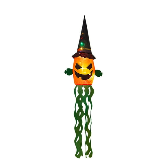 Halloween Decoration Pumpkin Ornaments, Glow-in-the-Dark Witch Hat Jack-O'-Lantern Hanging Decor for Party, Home, Porch, Indoor Outdoor, 6.3 Inch Tall