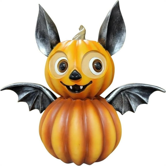 Halloween Decoration Pumpkin Statue Cute Bat Pumpkin Figurine Resin Ornaments Garden Shelf Tabletop Halloween Party Supplies For Adults Fall Room Halloween Desktop Ornament Home Decor