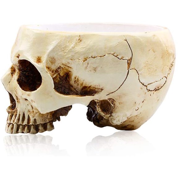 Halloween Decoration Retro Human Skull Head Flower Pot Planter Bed Box Container Replica Home Bar Dcor,Clear$$Garden & Patio