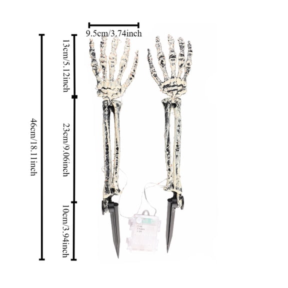 Halloween Decoration Skeleton Hand Halloween Garden Decoration Props LED Glowing Ghost Hand Skeleton Hand Plug-in Light