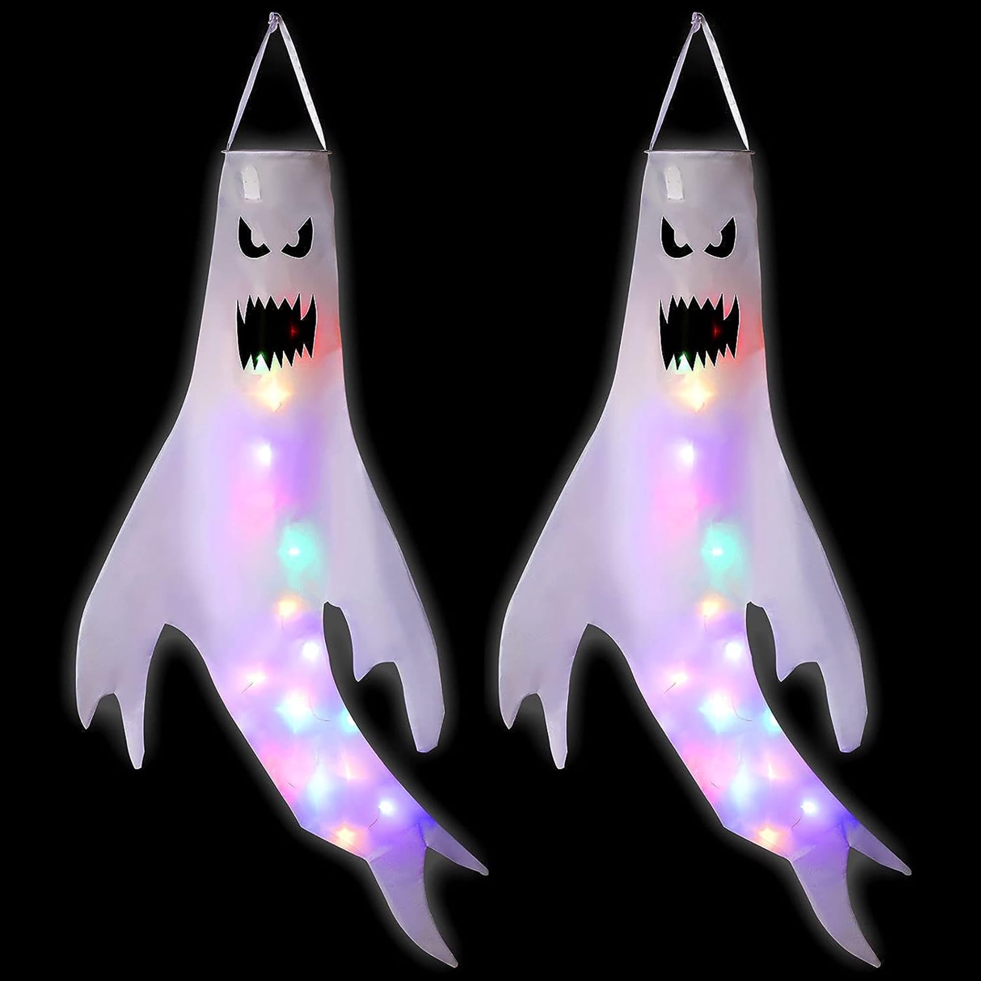 Ghost Windsock 2pcs LED Halloween Ghost Windsocks, 49in Specter Outdoor Décor, Home ...