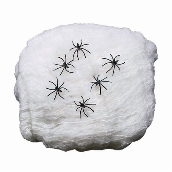 Halloween Stretchable Spiderweb Cotton Set with 60 Spiders for Haunted House Display Decor