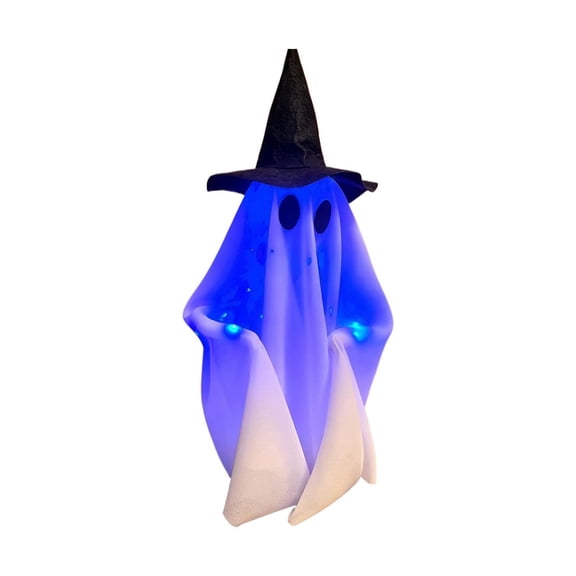 Halloween Decoration Talking Walking Ghost Decoration with Led Lights and Witch Hat, Moving Spirit Prop for Indoor Party (without Battery) A