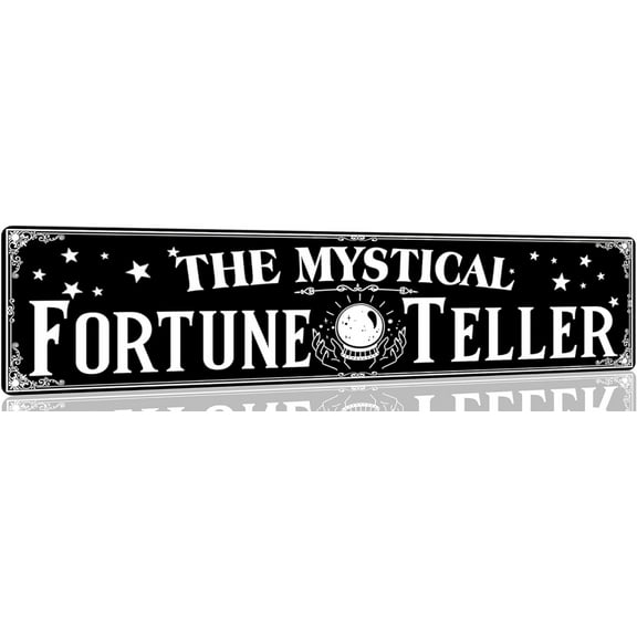 Halloween Decoration The Mystical Fortune Teller Metal Street Signs Vintage Gothic Halloween Witch Decorations For Cafe Garden Bar Kitchen 4x16 Inch