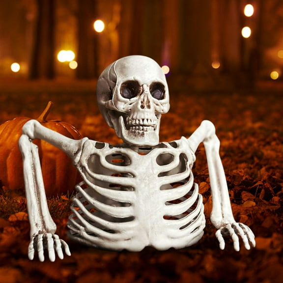 Halloween Decoration Under $10 Tabletop White Plastic Half Skeleton Halloween Prop Decoration