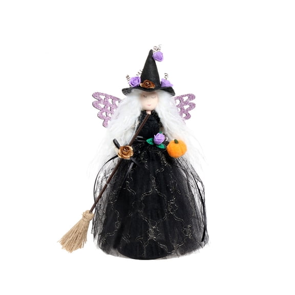 Halloween Decoration Witch Doll, Spooky Tree Topper Hanging Decorations Table Centerpieces Party Favors Black