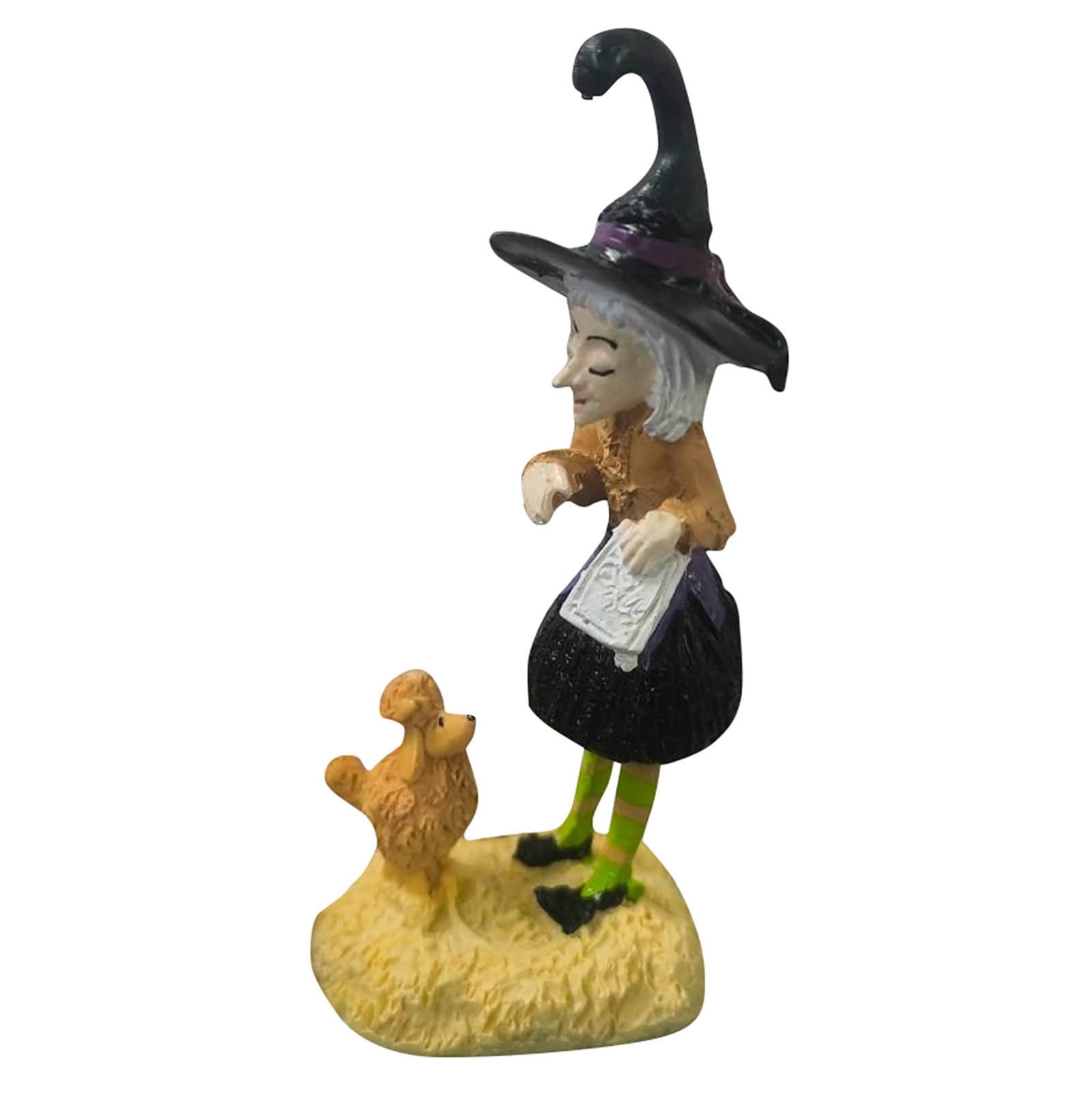 Halloween Decoration Witch Statue Witch with Dog Figurine Resin Desktop