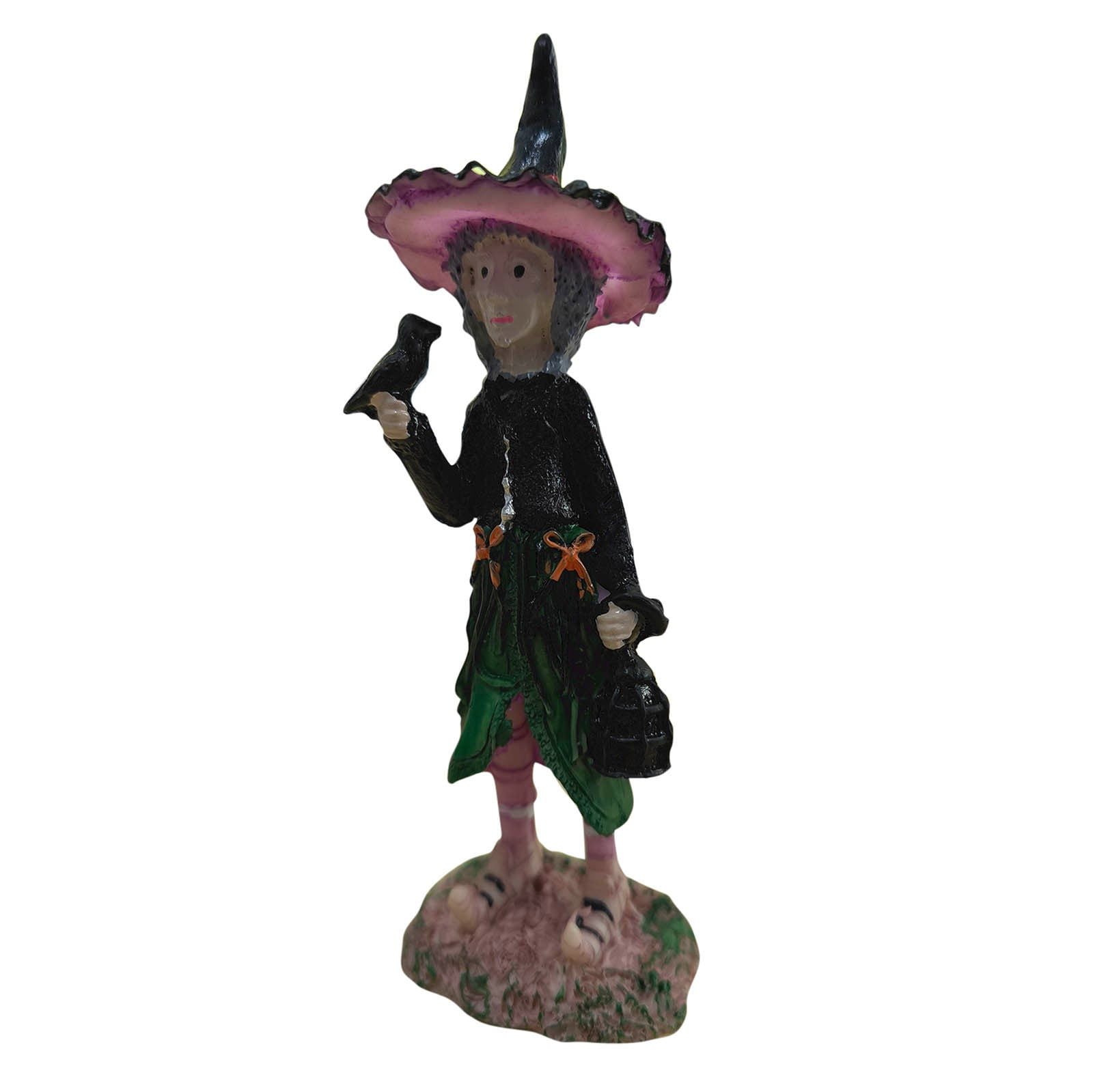 Halloween Decoration Witch Statue Witch with Frog Figurine Resin