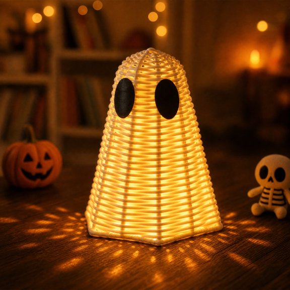 Halloween Decoration, Woven Rattan Ghost, Handcrafted Ghost Ornament with Durable Synthetic Rattan, Three-Dimensional Tabletop Decor, Water-Resistant and Easy to Clean, Versatile Holiday Accent
