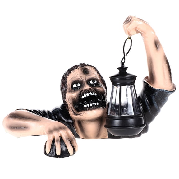 Halloween Decoration Zombie Collectible Figurine Statue - Halloween Zombie Sculpture with Lantern Crawling Half Body Halloween Decor Figurine for Home Garden Party Porches Yard Lawn