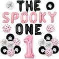 thumbnail image 1 of Halloween Decoration for a Girl's 1st Birthday, Pink and Black Balloons, Ghost 1st Birthday Banner, Bat Spider Aluminum Balloon No.1 Girl, 1 of 6
