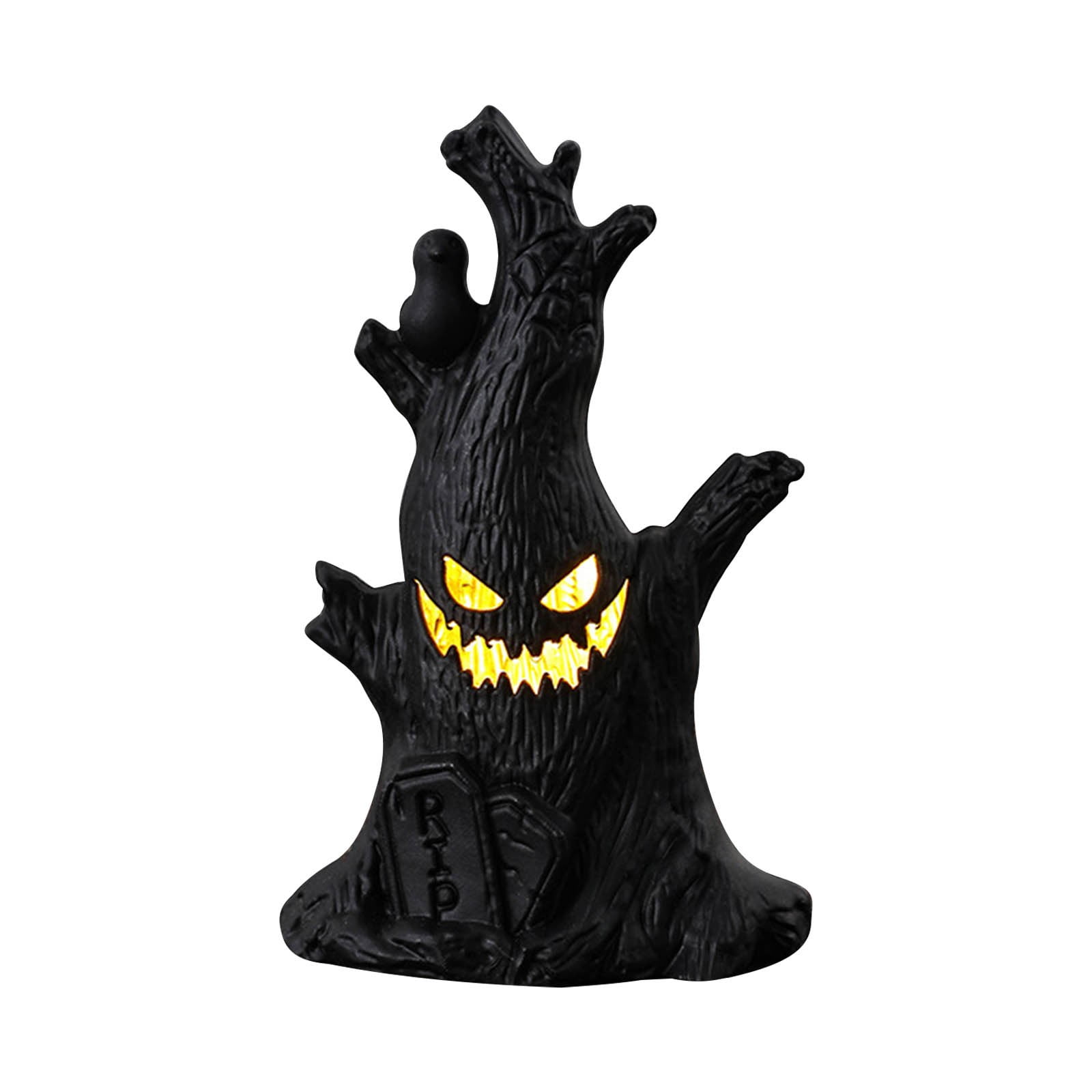 2er Set Halloween Hexen Baumstumpf Figuren - Gruselige Deko Mit Leuchteffekt Für Halloween-Party