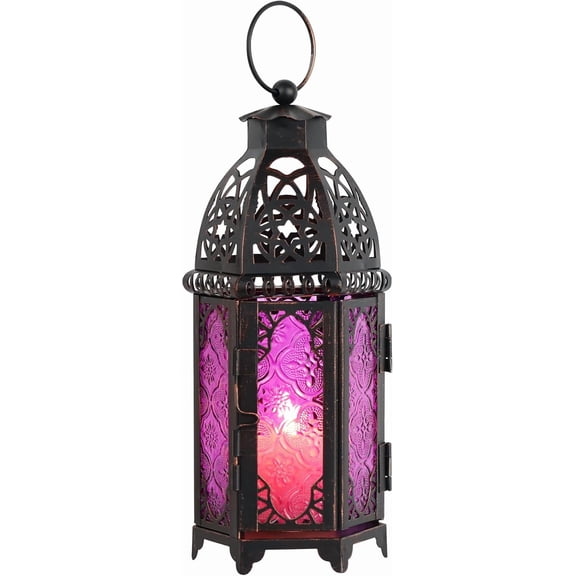 Halloween Decorations,11'' Moroccan Lanterns Decorative Indoor & Outdoor, Vintage Christmas Candle Holder, Metal Lanterns Decorative, Table, Patio, Porch, Shelf, Christmas Spring Home Decor