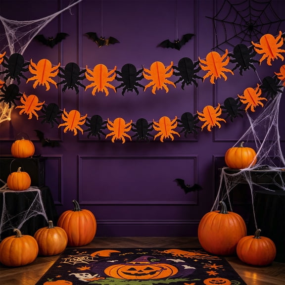 Halloween Decorations 118 Inch Paper Hanging Spider Bats Pumpkin Tissue Party Decor for Home Classroom Wall Ceiling Spooky Props