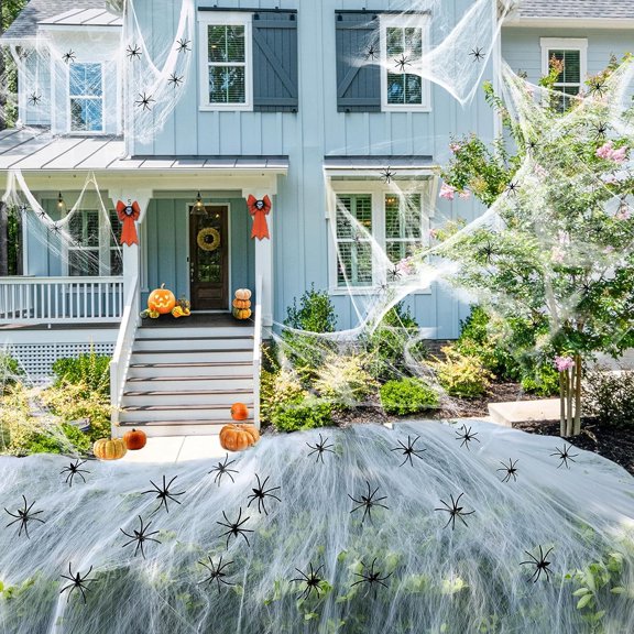 Halloween Decorations 1200 Sqft Spider Webs Decorations Halloween Spider Web with 100 Extra Fake Spiders Super Stretchy Spider Webs for Halloween