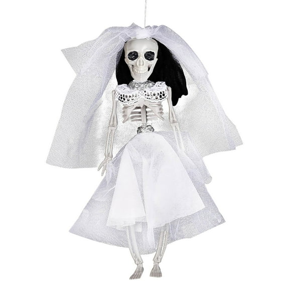 Halloween Decorations, 12inch Full Body Movable Joints Skeletons, Bride Groom Skeleton Decor for Yard, Graveyard, Haunted House Props, Home Decor