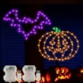 thumbnail image 1 of Halloween Decorations, 2 Pack Bat Window Lights, 8 Modes Battery Operated Halloween Lights with Timer, Waterproof Window Silhouette Light for Indoor Window Door Yard Party Decor, 1 of 10