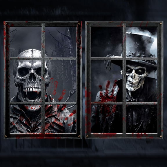 Halloween Decorations 2-Pack Blood Skeletons Window Decor, 32 x 47 Inch