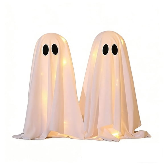 Halloween Decorations -2 Packs Spooky Ghosts with Lights-Scary Ghost for Halloween Decor Indoor Party Home Table Room Kitchen and Fireplace Decor(B)