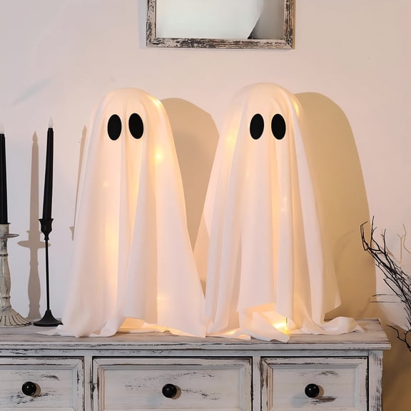 Halloween Decorations -2 Packs Spooky Ghosts with String Lights-Scary Ghost Decor