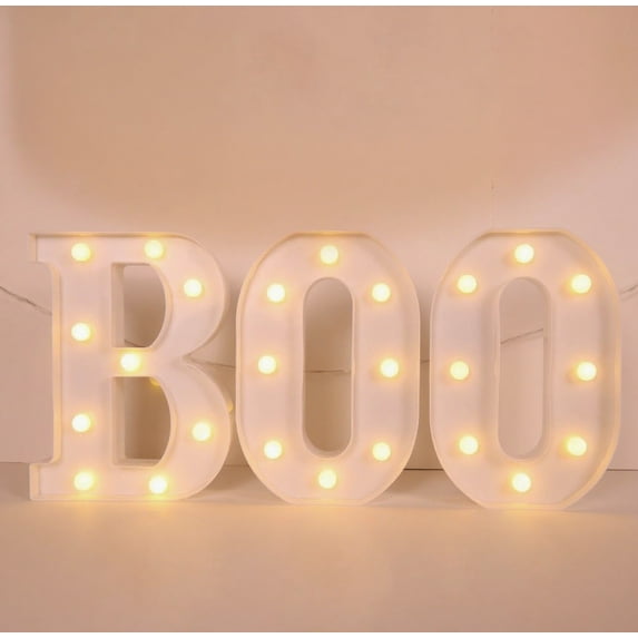 Halloween Decorations-3 LED Marquee Light up Letters "BOO" Sign Halloween Decor for Kitchen Tabletop Fireplace Mantel Party Indoor