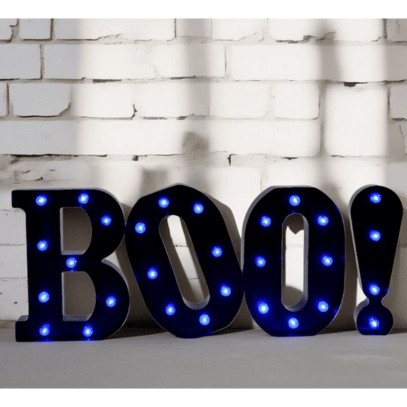 Halloween Decorations-3 LED Marquee Light up Letters "BOO" Sign Halloween Decor for Kitchen Tabletop Fireplace Mantel Party Indoor