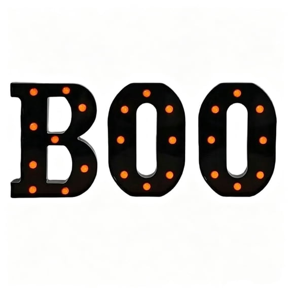 Halloween Decorations-3 Marquee Light up Letters "BOO" Decorative Sign Halloween Decor for Kitchen Tabletop Fireplace Mantel Party Indoor(Black)