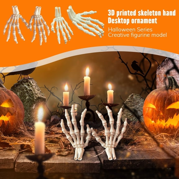 For Halloween Decorations 3D Printed Skeleton Hand Pendant Creative Model Art Sculpture for Holiday Party Decor and Crafting Gift Ornament Display Halloween Decorations Indoor