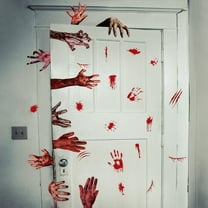 Halloween Decorations,4 Sheets Terror Bloody Handprint Footprint Window Stickers,Halloween Party Indoor/Outdoor Decoration,Spooky Wall Decal and Floor Stickers